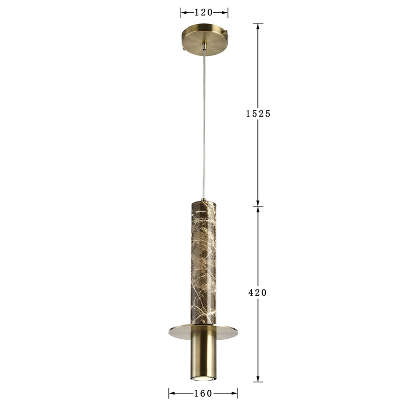 Подвесной светильник с декором под коричневый мрамор Shaw Marble Brass в Казани