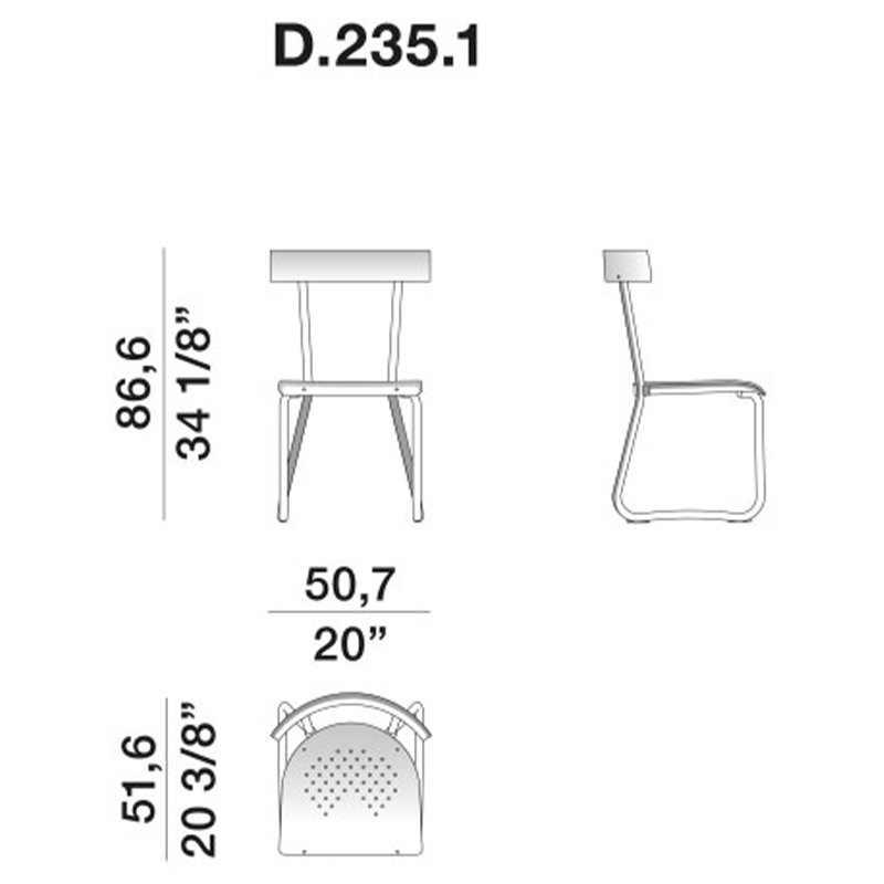 Дизайнерский стул из алюминия Gio Ponti D.235.1 Chair в Казани