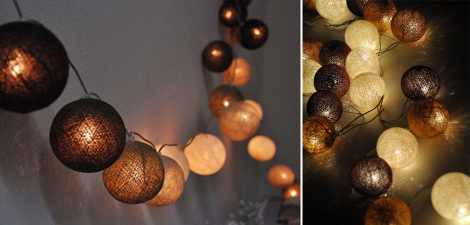 Гирлянда хлопковые фонарики Сotton Ball Brown - Loft-Concept в Казани