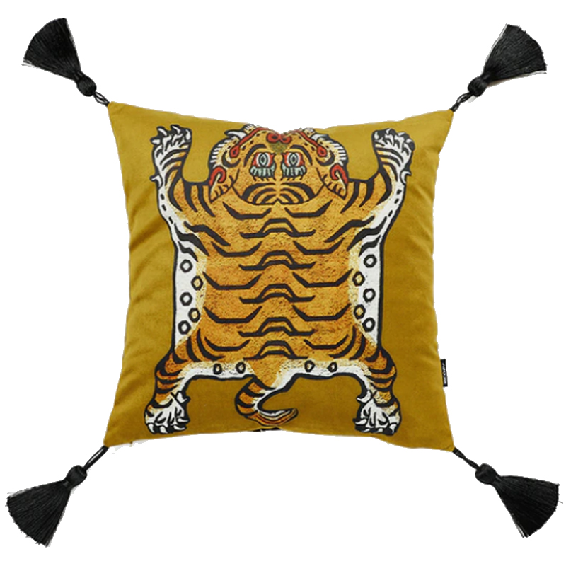 Бежевая Подушка Тибетский Тигр TIBETAN TIGER Бежевый в Казани | Loft Concept 