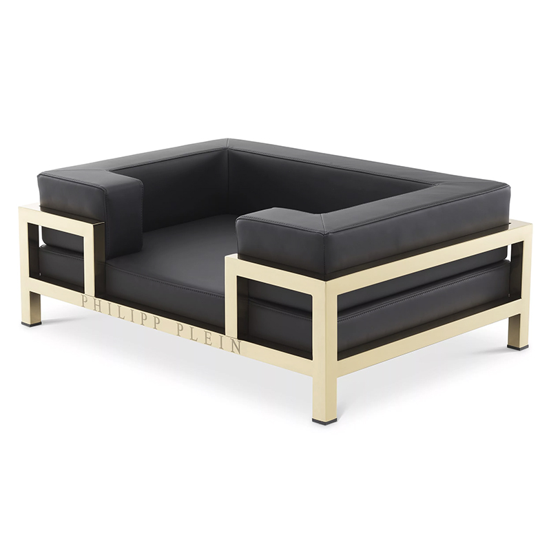 Лежанка для домашних животных Philipp Plein Dogbed High Conic L Gold Черный Золотой в Казани | Loft Concept 