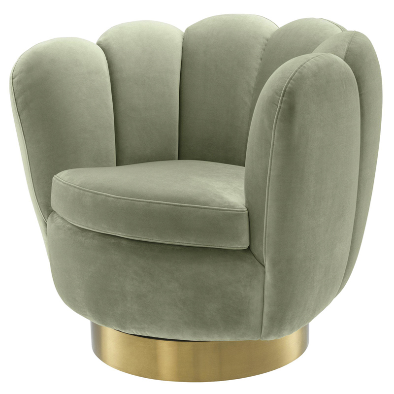 Кресло Eichholtz Swivel Chair Mirage pistache green Зеленый шалфей Матовая латунь в Казани | Loft Concept 