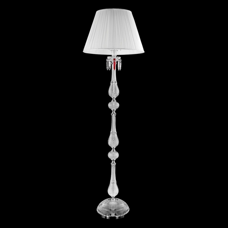 Торшер с белым текстильным абажуром и хрустальными подвесками Lustre Reverie Хром Прозрачное Стекло Белый Торшер с белым текстильным абажуром и хрустальными подвесками Lustre Reverie Хром Прозрачное Стекло Белый в Казани | Loft Concept