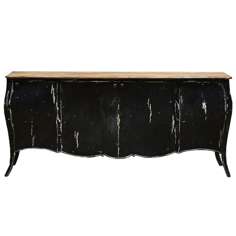 Комод длинный в стиле прованс Black Vintage Commode Черный Коричневый Винтажный черный в Казани | Loft Concept 