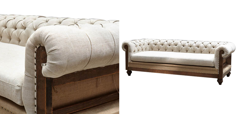 Диван Deconstructed Chesterfield Sofa triple Ivory Linen - Loft-Concept в Казани