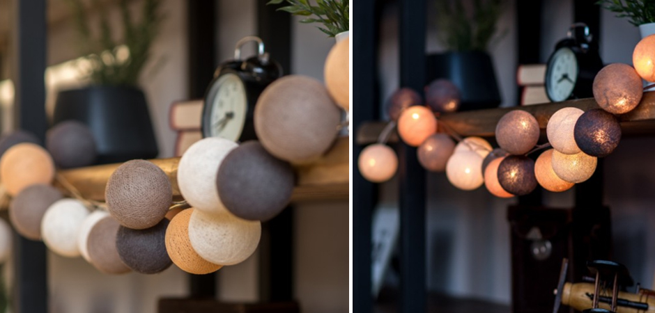 Гирлянда хлопковые фонарики Сotton Ball Clay - Loft-Concept в Казани