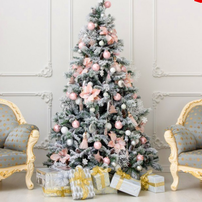 Ель Дизайнерская Розовый декор Christmas Tree Black Pink Fowers Розовый Белый Зеленый в Казани | Loft Concept 