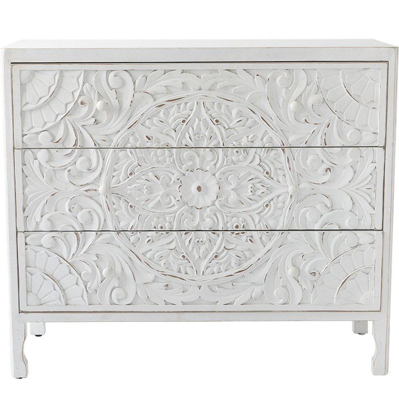 Комод с резным декорированным фасадом Matsi Provence Chest of Drawers Белый Белый в Казани | Loft Concept 