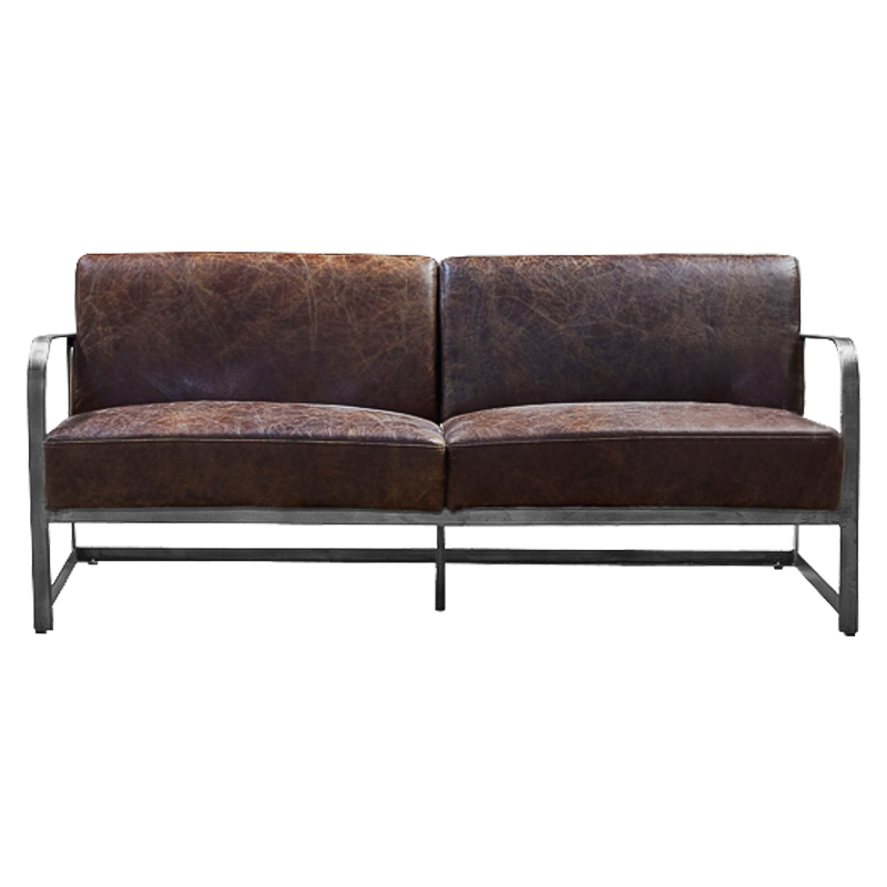 Диван Brutal Brown Vintage Leather Sofa Коричневый винтаж Черный в Казани | Loft Concept 