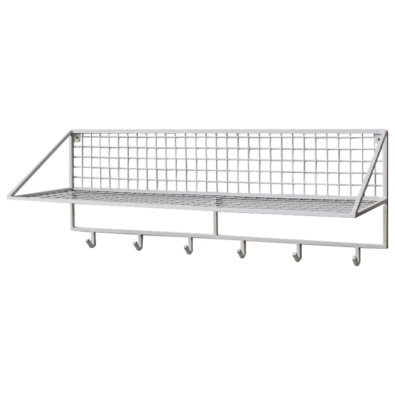 Вешалка с полкой Rhian Industrial Metal Rust Shelf White Белый в Казани | Loft Concept 