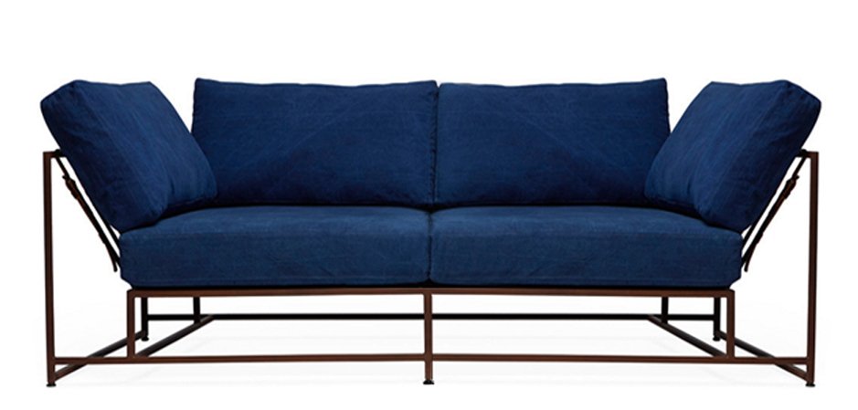 Двухместный диван Indigo Denim and copper Two Seat Sofa - фото №1