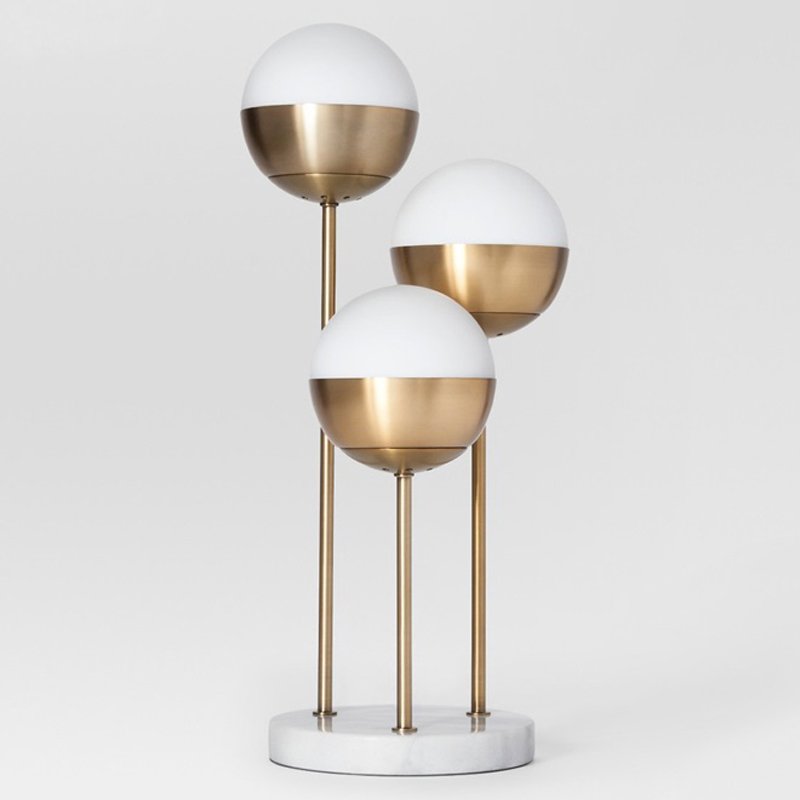 Geneva Glass Table Lamp Triple Globe Белый Латунь в Казани | Loft Concept 