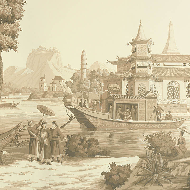 Обои ручная роспись Procession Chinoise Sepia on scenic paper  в Казани | Loft Concept 