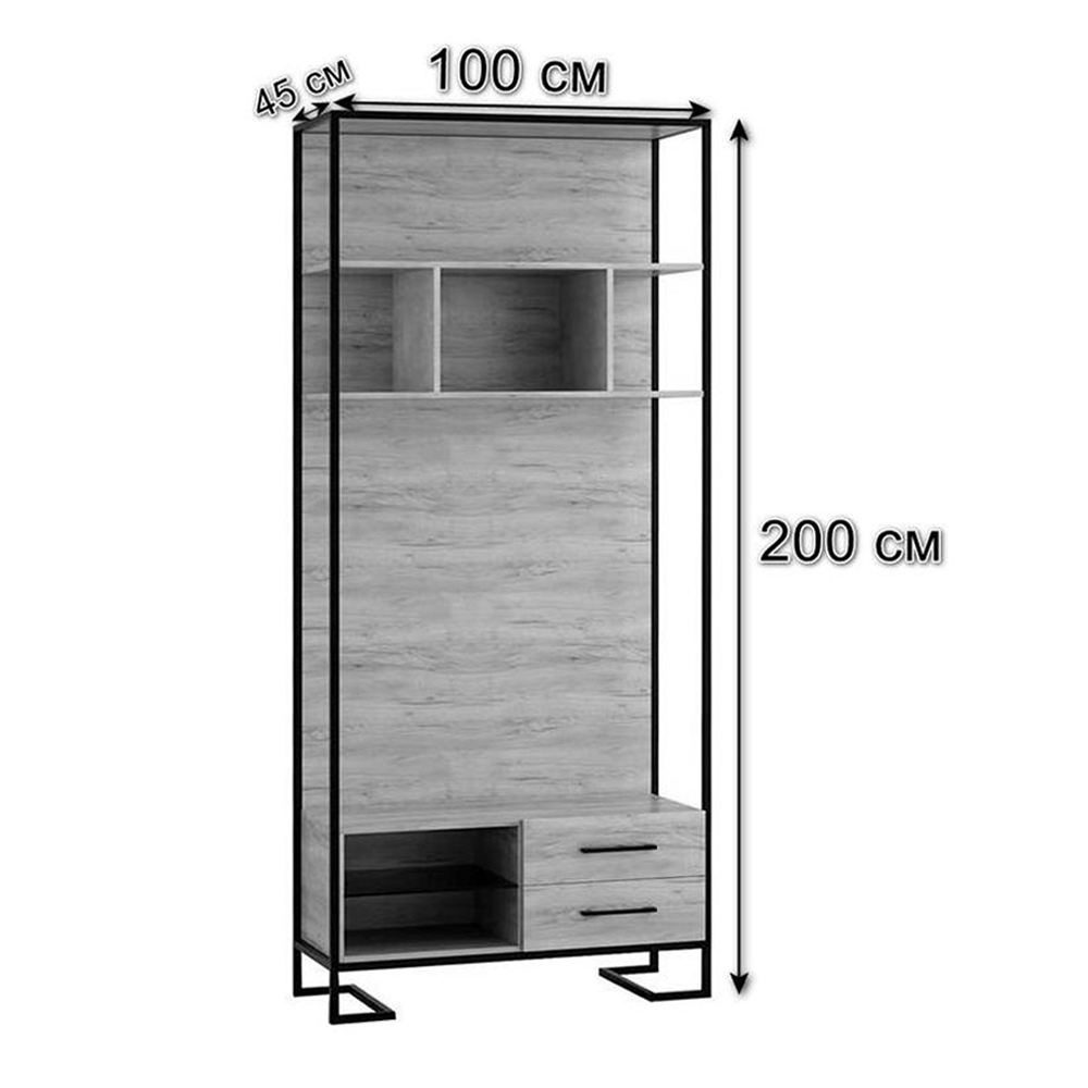 Стеллаж под TV в стиле лофт с открытыми полками и ящиками Urban Style Space в Казани