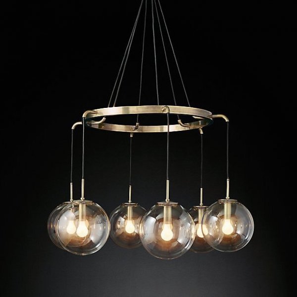 Люстра RH LANGUEDOC Round Chandelier Antique Brass Латунь в Казани | Loft Concept 