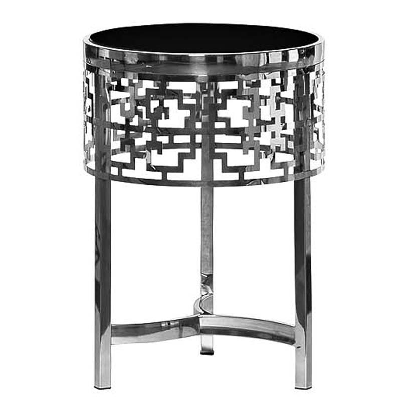 Приставной стол Yen Geometry Side Table silver 50 Серебряный в Казани | Loft Concept 