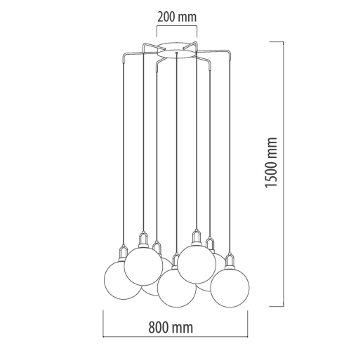 Люстра с 7-ю плафонами из прозрачного стекла в форме шара Orb Cascade  в Казани