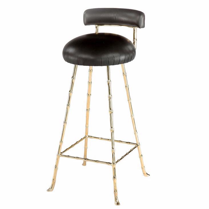 Барный стул High Upholstered Bar Stool Глянцевое золото Черный в Казани | Loft Concept 