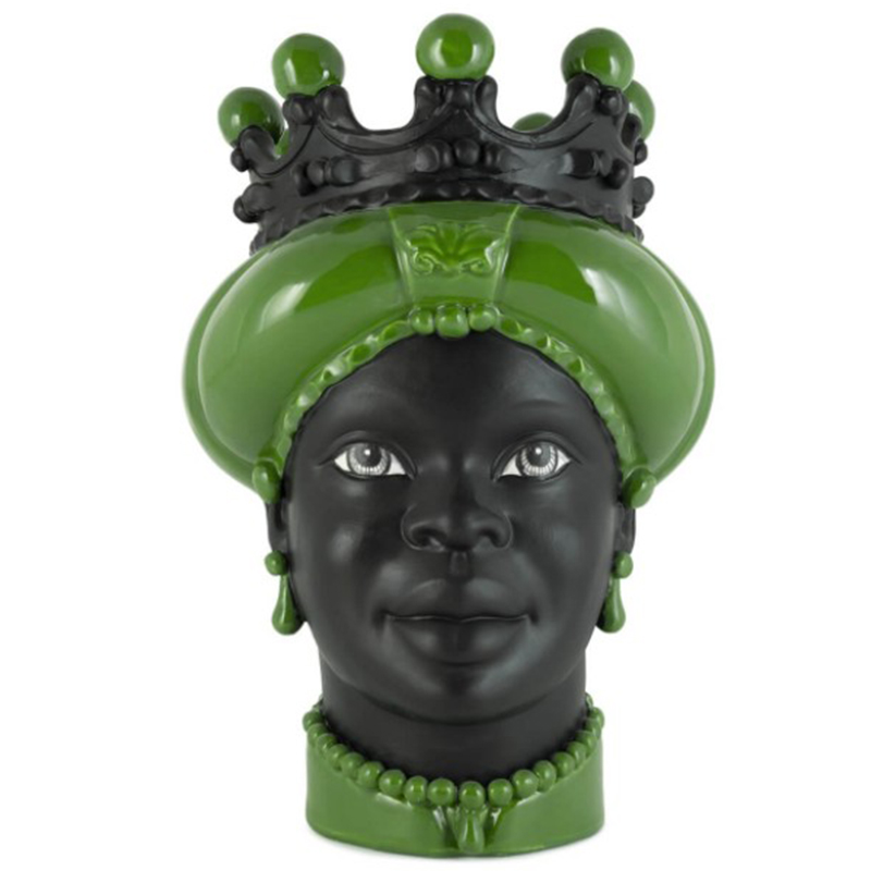 Ваза VASE MORO LADY CROWN DARK light green Черный Зеленый в Казани | Loft Concept 