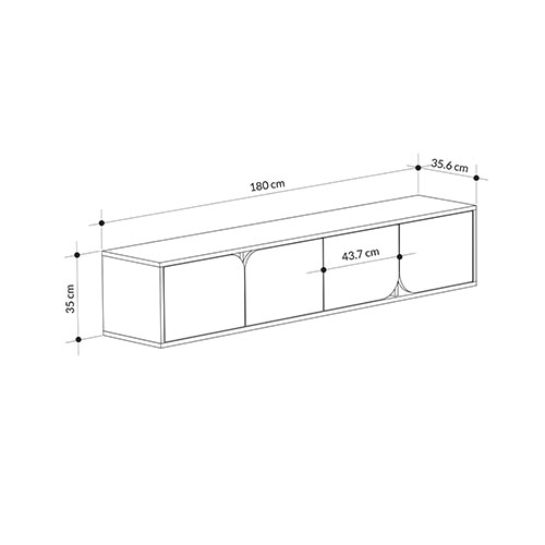 ТВ-тумба подвесная цвета древесины с 4-мя темно-серыми дверцами SPARK TV STAND OAK ANTHRACITE в Казани