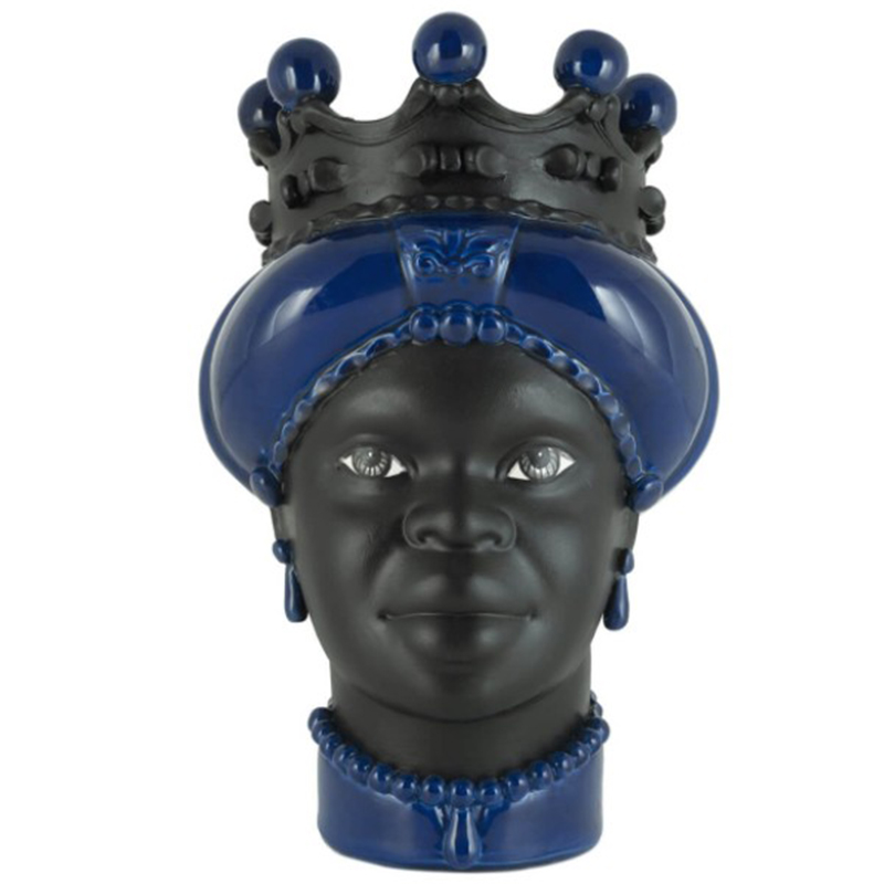 Ваза VASE MORO LADY CROWN DARK blue Черный Синий в Казани | Loft Concept 