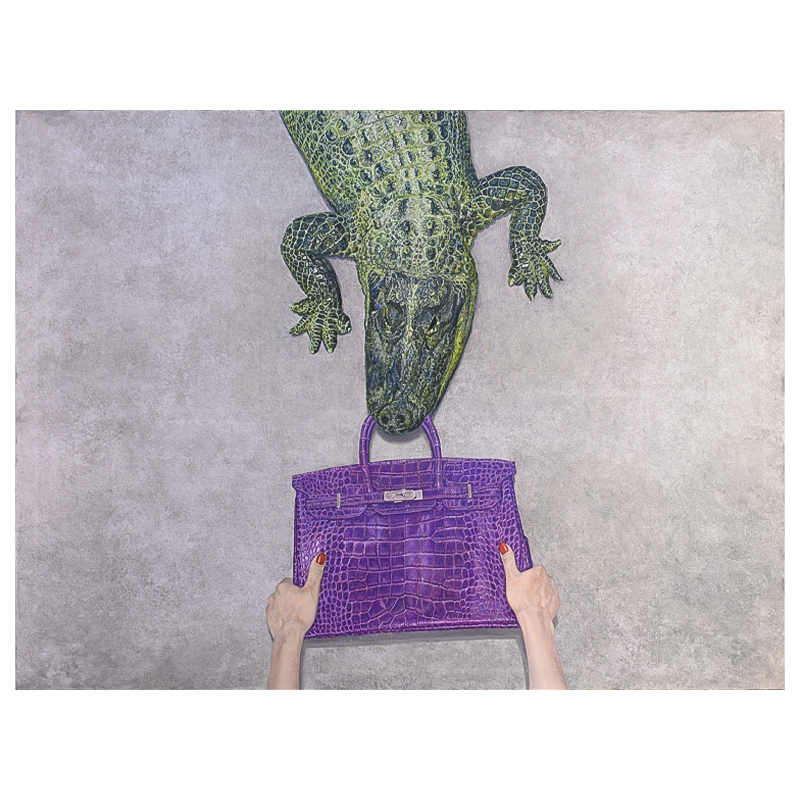 Картина Gator Birkin Hands Серый Фиолетовый Зеленый Красный в Казани | Loft Concept 