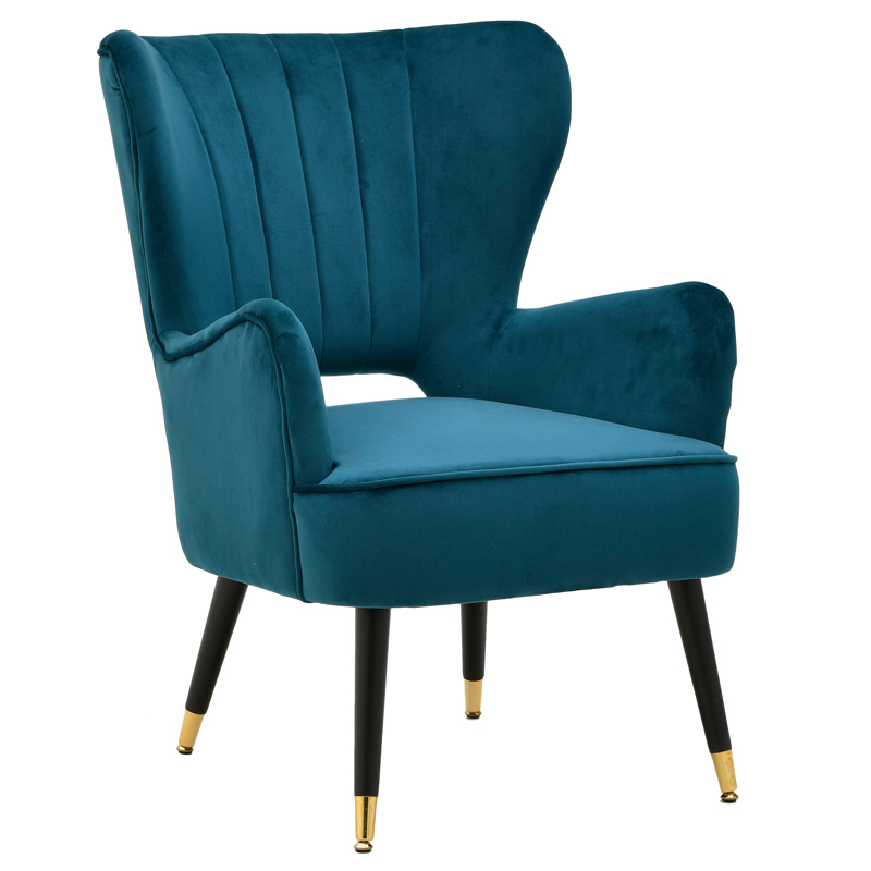 Кресло Drummond Armchairs Blue Морская синь Черный в Казани | Loft Concept 