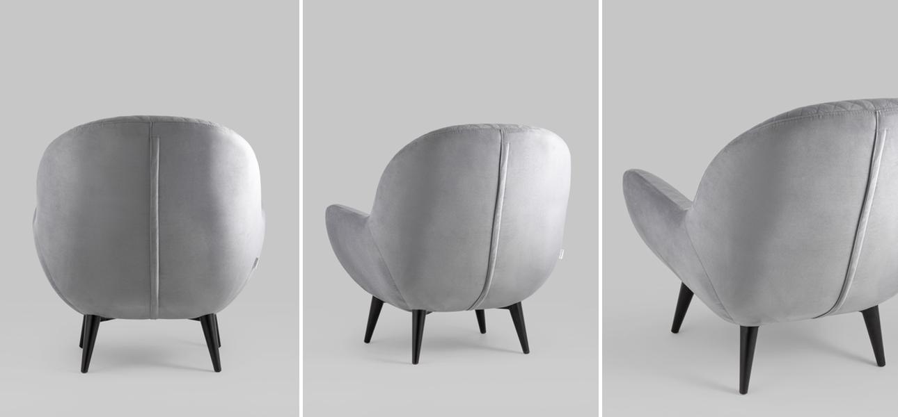 Кресло Olwen светло-серый велюр - фото №1