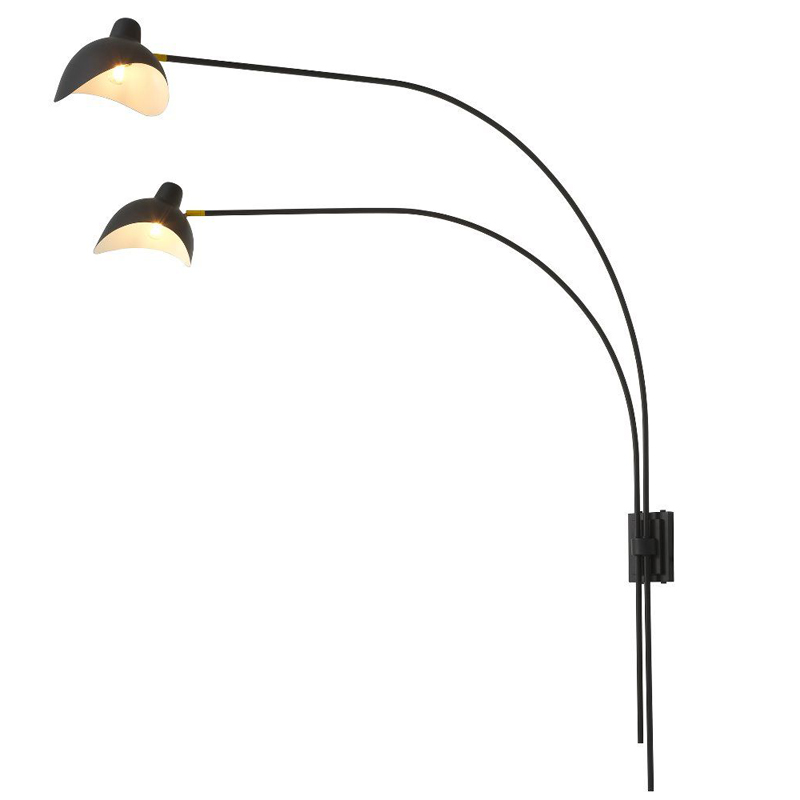 Бра Eichholtz Wall Lamp Mitch Black Черный Латунь Античная полированная в Казани | Loft Concept 