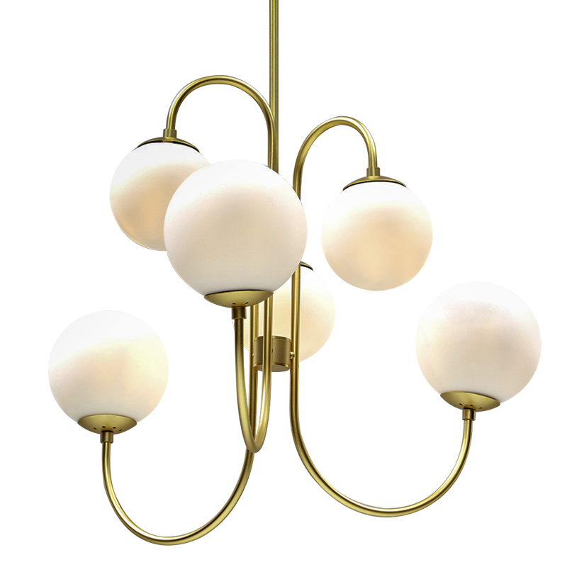 Люстра Gooseneck Pelle Gold Chandelier Белый Золотой в Казани | Loft Concept 