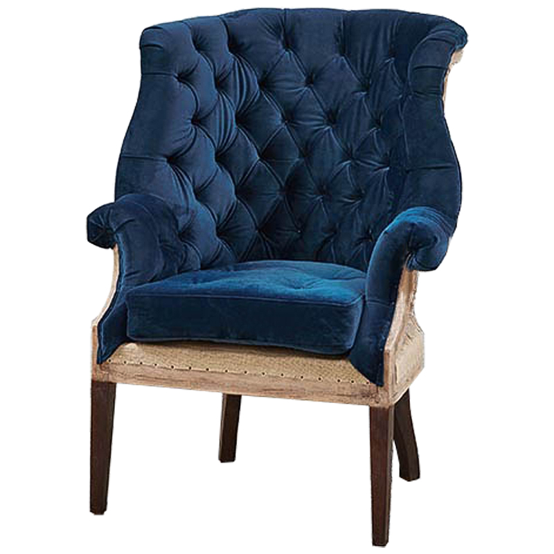 Кресло Gamilton Armchair Blue Синий Коричневый в Казани | Loft Concept 