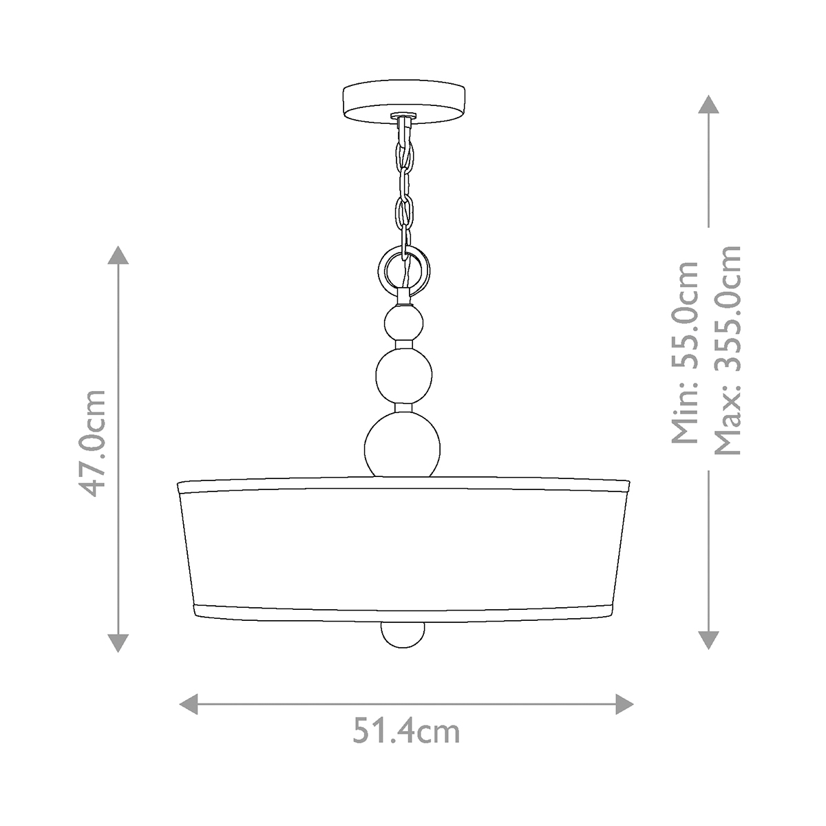 Люстра подвесная с белым тканевым цилиндрическим абажуром и декоративными шарами Hinkley в Казани