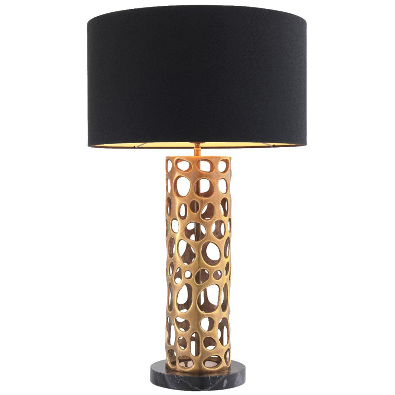 Настольная лампа Eichholtz Table Lamp Dix Brass Черный Винтажная латунь Черный Мрамор Nero Золотой в Казани | Loft Concept 