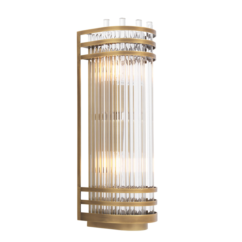 Бра Eichholtz Wall Lamp Gulf S Brass Латунь Античная полированная Прозрачный в Казани | Loft Concept 