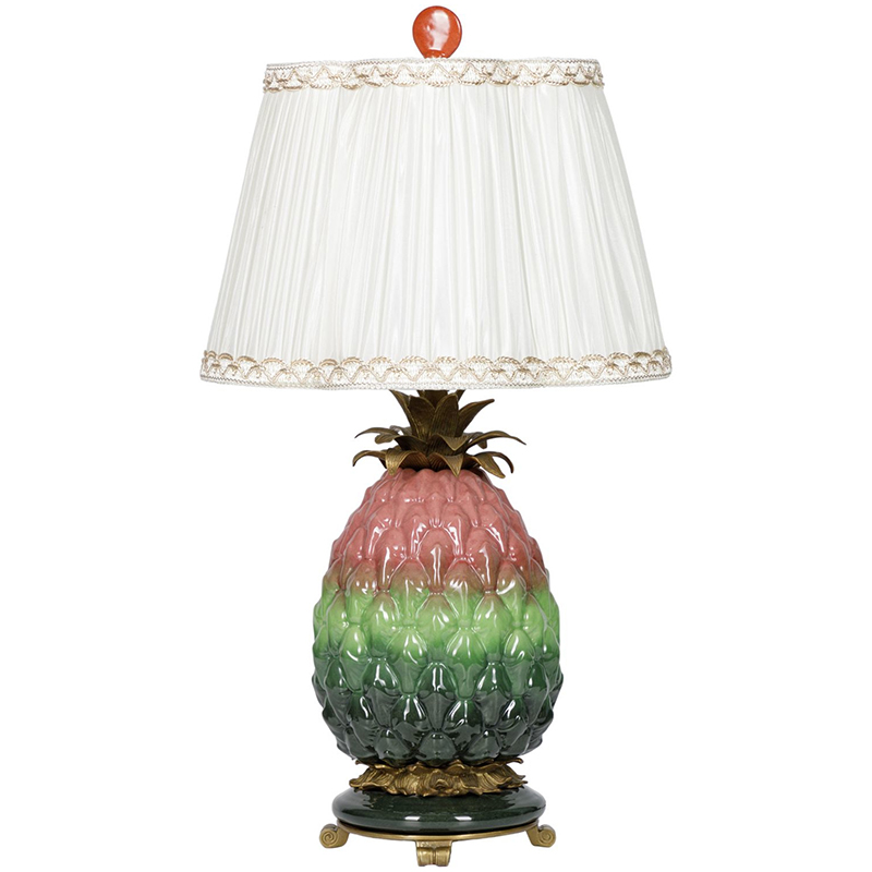 Настольная лампа с абажуром Pineapple Pink Green Table Lamp Белый Розовый Зеленый Салатовый Бронза в Казани | Loft Concept 