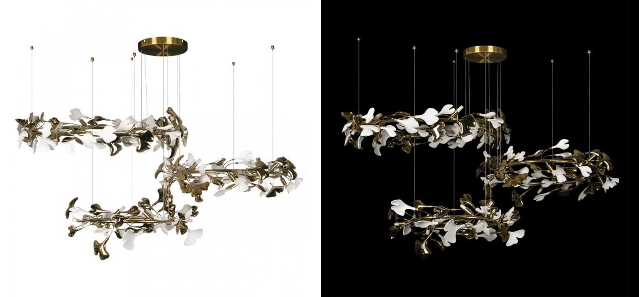 Люстра Триптих Wintery flover Gold с Белыми плафонами - фото №2
