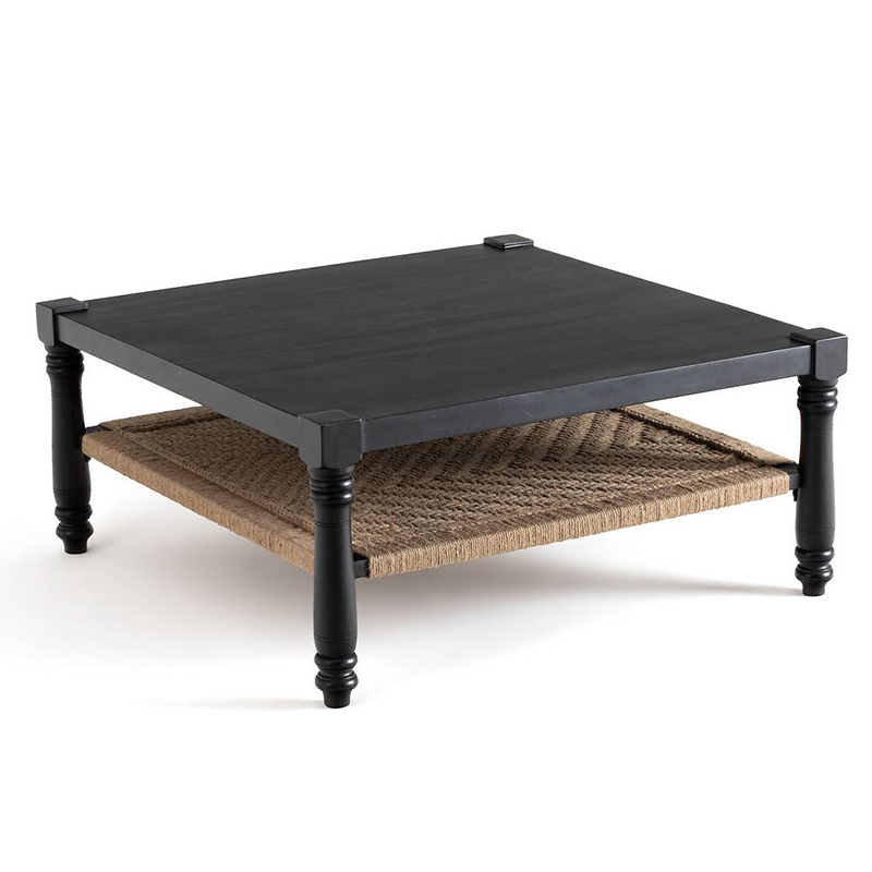 Кофейный стол Didrik Wicker Coffee Table Черный Коричневый в Казани | Loft Concept 