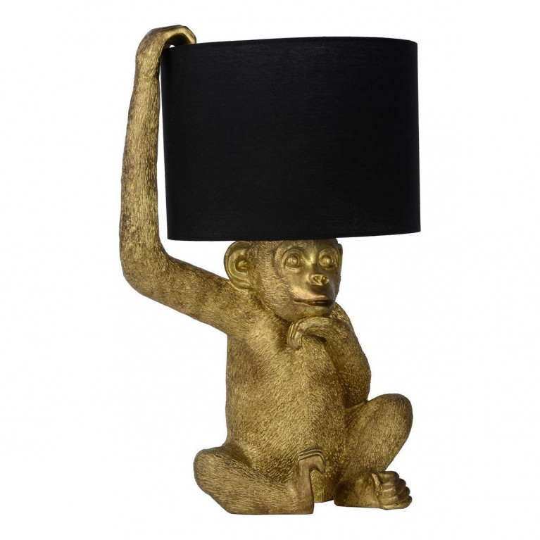 Настольная лампа с Золотой Обезьяной Monkey holding a lampshade Черный Золотой в Казани | Loft Concept 