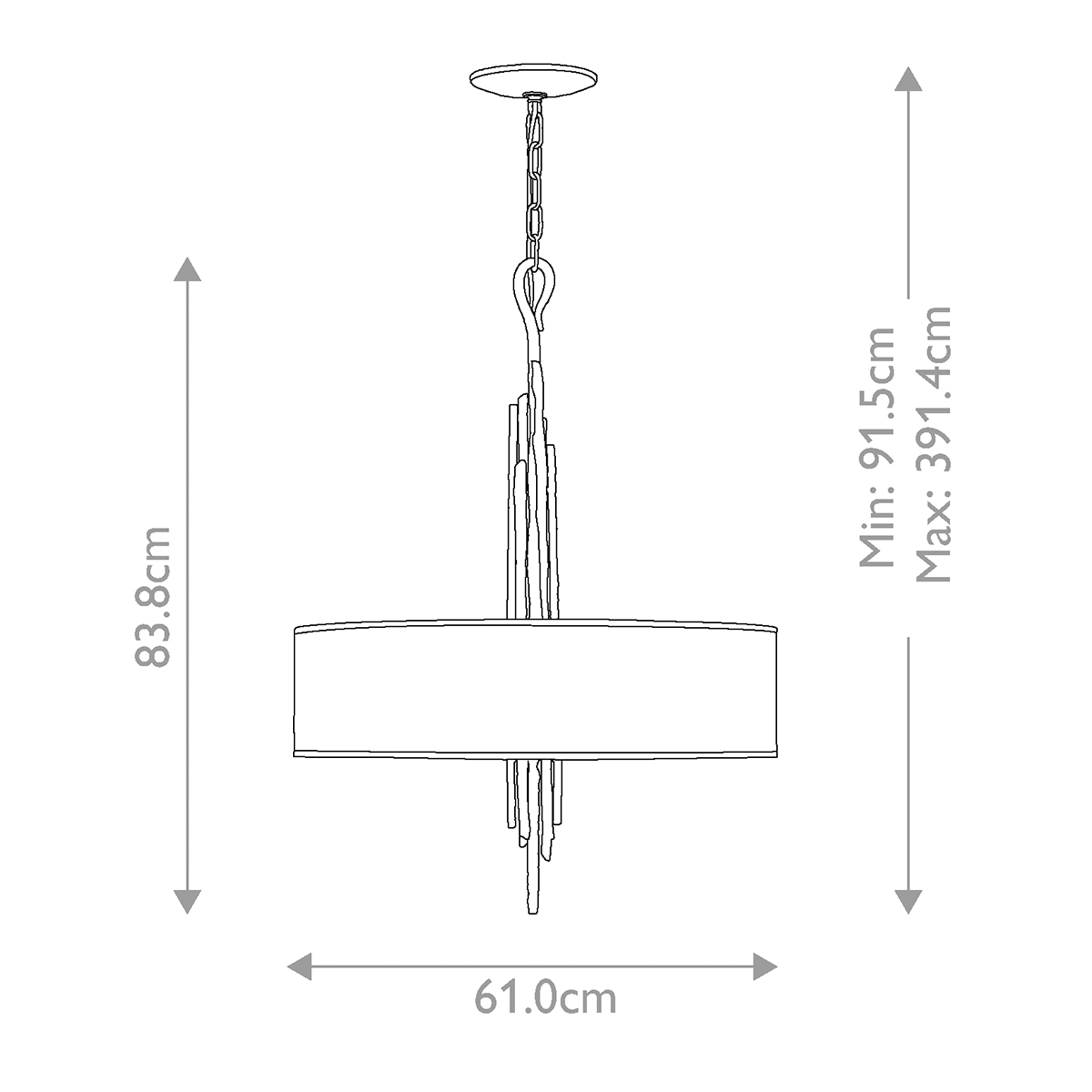 Люстра подвесная с широким белым текстильным абажуром и вертикальными декоративными элементами Hinkley в Казани