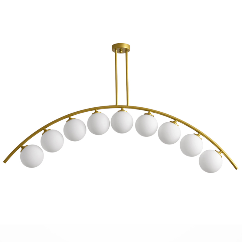 Светильник Ceiling lamp arc and balls Золотой Белое матовое стекло в Казани | Loft Concept 