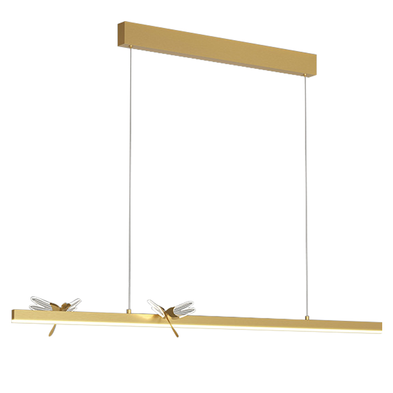 Линейный светильник со стрекозами Dragonfly Linear Chandelier Gold Золотой Прозрачный в Казани | Loft Concept 