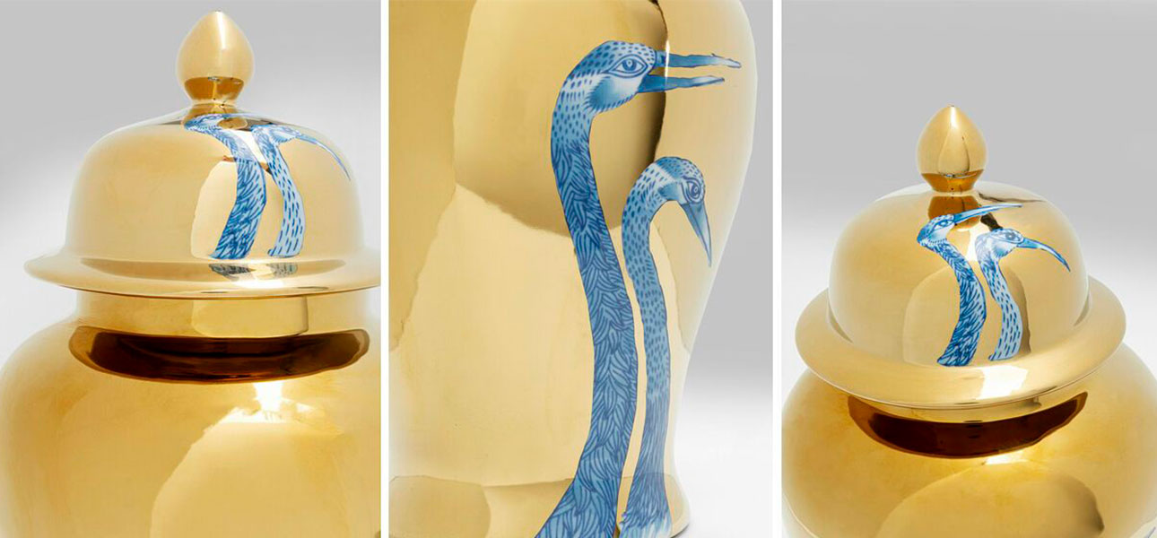 Ваза золотая с крышкой Married couple - фото