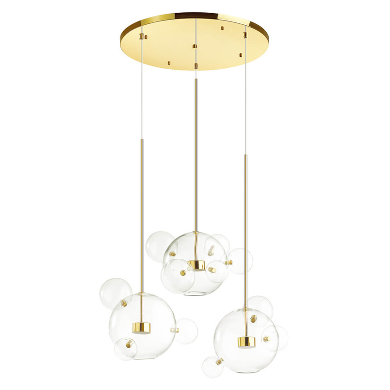 Люстра Transparent Bubble Chandelier Gold Circle Глянцевое золото Прозрачный в Казани | Loft Concept 