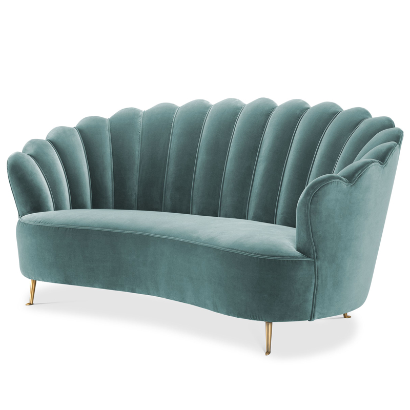 Диван Eichholtz Sofa Messina Turquoise Бирюзовый Латунь в Казани | Loft Concept 