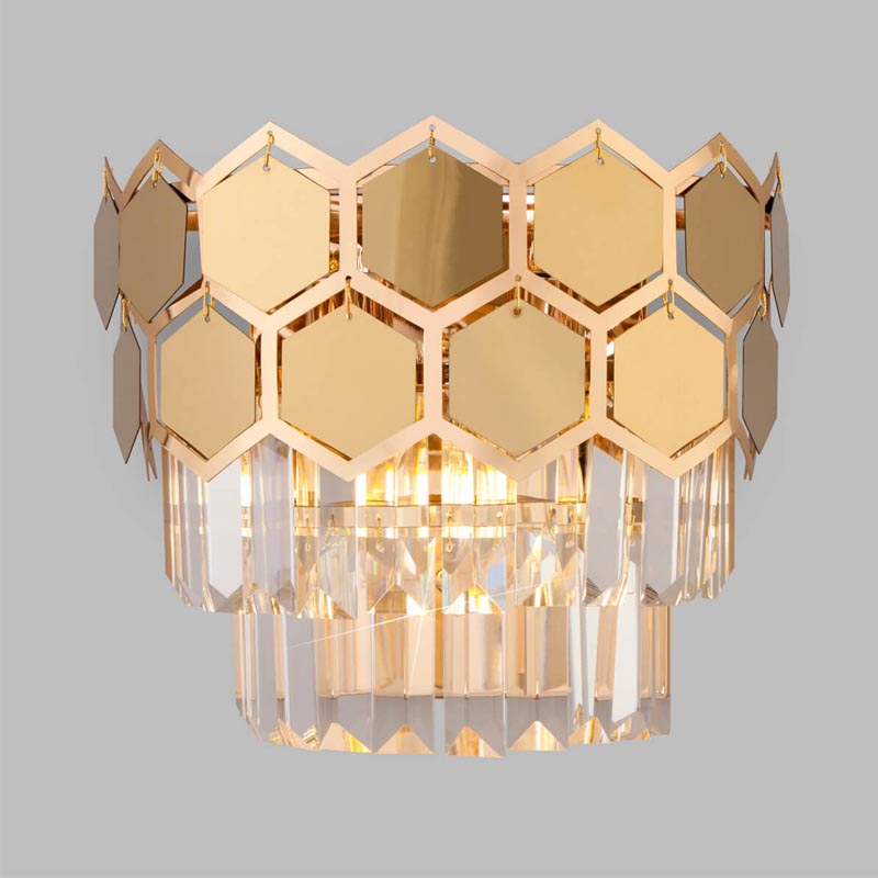 Бра Hanging Hexagon Moira Sconce gold Прозрачный (Transparent) Золотой в Казани | Loft Concept 