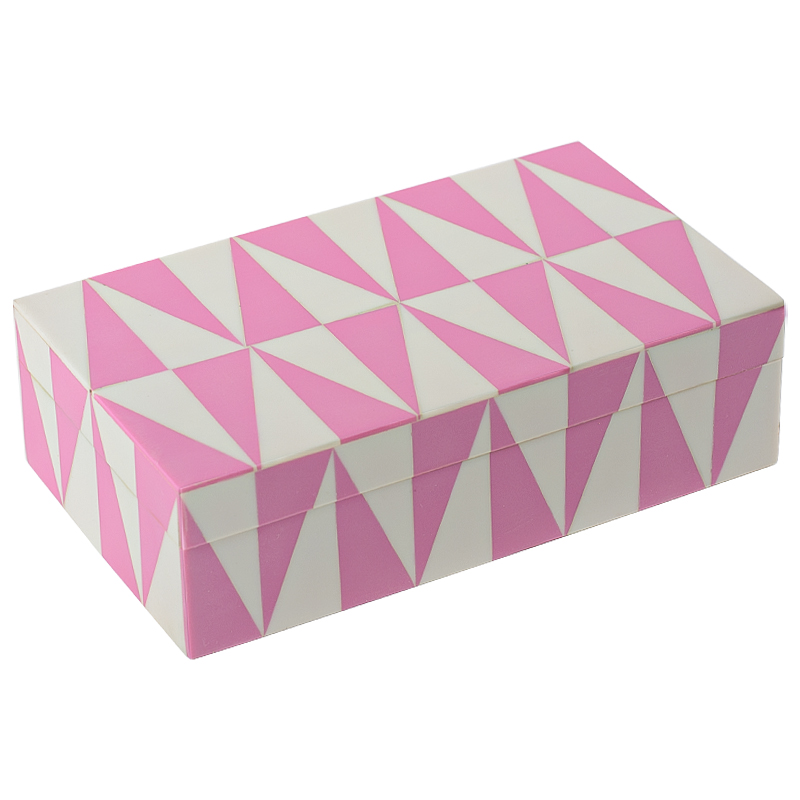 Шкатулка Pink Triangles Bone Inlay Box Розовый Белый в Казани | Loft Concept 