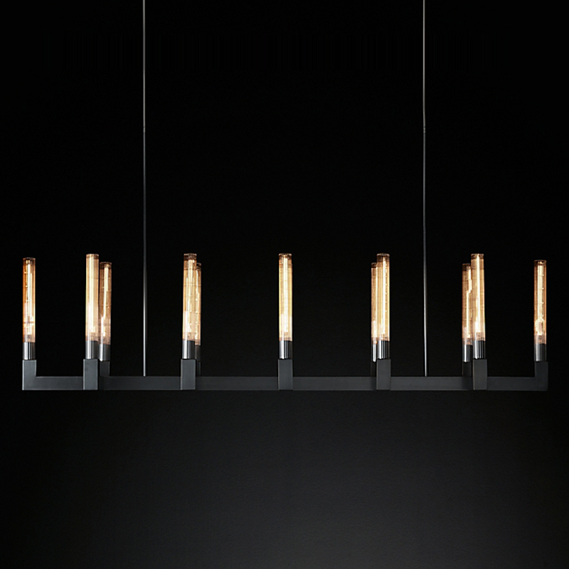 Люстра RH CANELLE Linear Chandelier 12 Modern Black Черный матовый в Казани | Loft Concept 