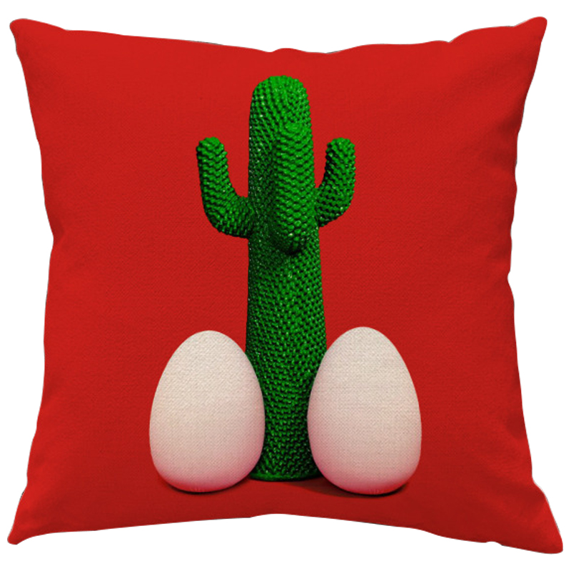 Декоративная подушка Seletti Cushion God Cactus Красный Зеленый Белый в Казани | Loft Concept 