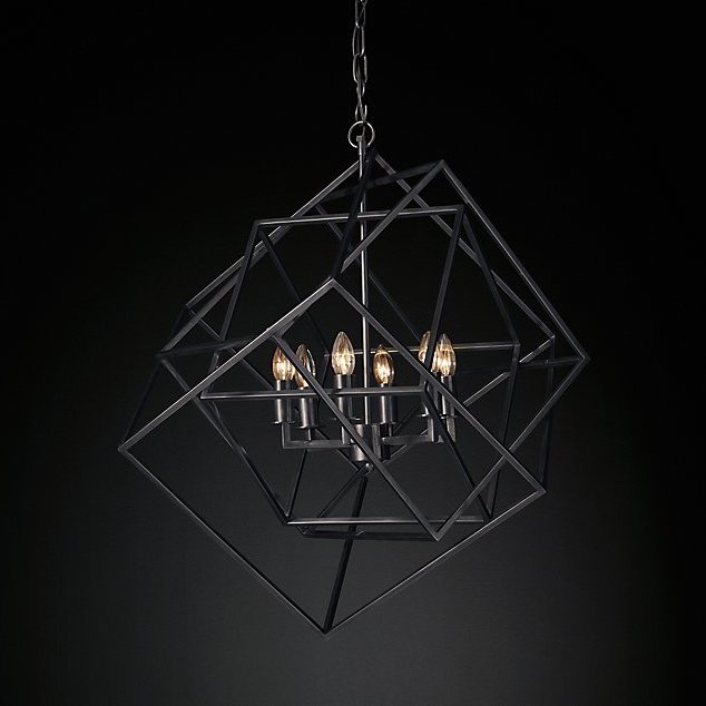 Люстра RH Caged Cubist Pendant black Черный в Казани | Loft Concept 