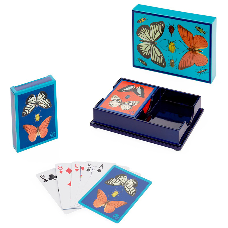 Игральные карты BOTANIST LACQUER CARD SET  Jonathan Adler Синий Голубой Мульти в Казани | Loft Concept 